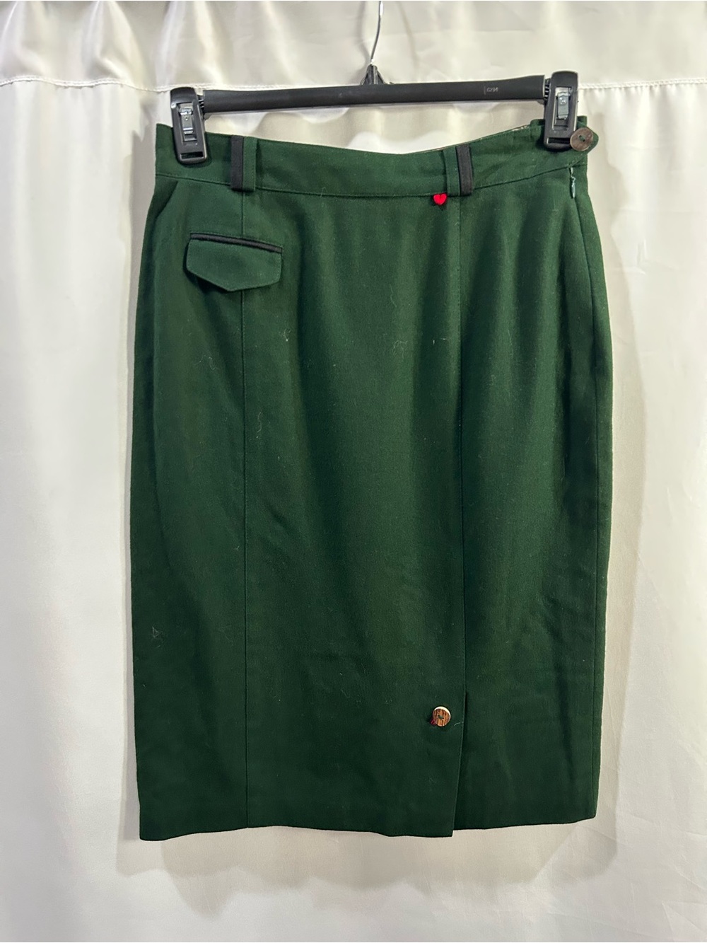 8 VTG Green Womens Dirndl German Austrian Traditional Oktoberfest Wool Skirt LN